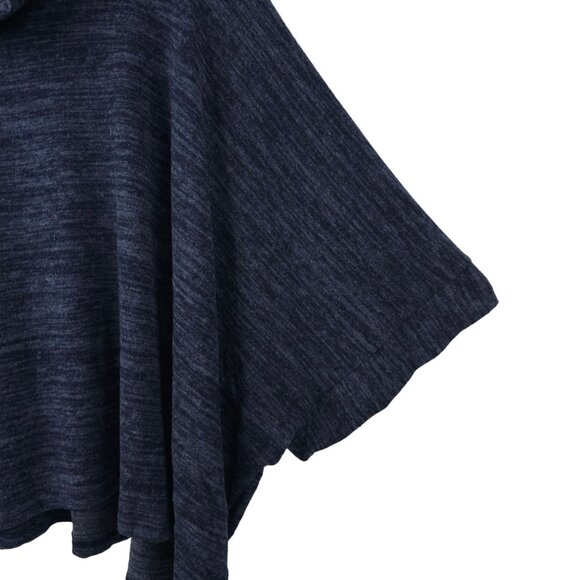 Jella C Cape Sweater Poncho Cowl Neck Womens ONE SIZE Blue Black Fleece Knit - Picture 14 of 14